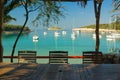 Empty table and at beach yacht club restaurant