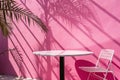 Empty table on bright pink wall Royalty Free Stock Photo