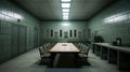 An empty Table and chair with in interrogation room, Investigation room concept Royalty Free Stock Photo