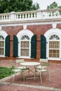 Empty Table and Chairs Outside of The Rotunda at the University of Virginia, UVA Royalty Free Stock Photo