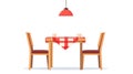 Cozy Dining Table Setting with Red Gingham Tablecloth and Two Chairs Royalty Free Stock Photo