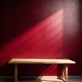 Empty Table with Dark Red Wall and Window Light Shadow Royalty Free Stock Photo