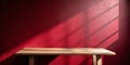 Empty Table with Dark Red Wall and Window Light Shadow Royalty Free Stock Photo
