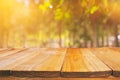 Empty table in front of blurry autumn background. Ready for product display montage Royalty Free Stock Photo