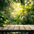 Empty table for product display montages with nature bokeh background Royalty Free Stock Photo