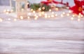 Empty table top with blur christmas lights background Royalty Free Stock Photo