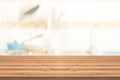 Empty table top on blurred background from kitchen room,space for Royalty Free Stock Photo