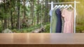 Concept for organic clothes and sustainable fashion. Hanger with dresses blurred in Royalty Free Stock Photo