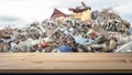 Environmental pollution and climate change concept. Junkyard blurred in the
