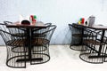 Empty Tables set for meal in modern restaurant Royalty Free Stock Photo