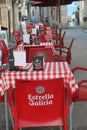 Empty tables on the street