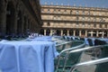 Empty tables on the street