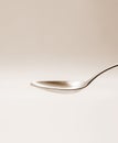 Empty tablespoon of metal on sepia background