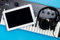 Empty tablet screen on Music studio object for Music studio Royalty Free Stock Photo
