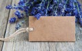 Empty tag and lavender flowers Royalty Free Stock Photo