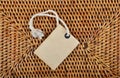 Empty tag on wickered background Royalty Free Stock Photo