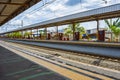 Empty Taman Kota commuter line railway station in Jakarta, Indonesia.