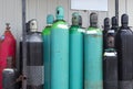 Empty tanks propane oxygen nitrogen chemical gas bottles