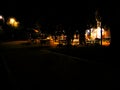 Empty Taverna restaurant in the dark evening. Royalty Free Stock Photo