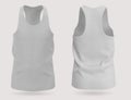 Gray men's sleeveless shirt. 3d rendering, 3d illustration.