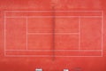 Empty tennis court from above