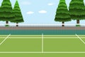 Empty Tennis Court Scene