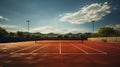 empty tennis court on the sunny morning