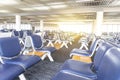 Empty terminal in Bangkok airport, waiting area at the gate with no passenger Royalty Free Stock Photo