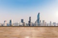 Empty terrace on cityscape background