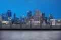 Empty terrace with cityscape and skyscraper