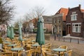 Empty terrace in an old traditional Dutch village