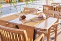 Empty terrace with a table and chairs outdoor Royalty Free Stock Photo