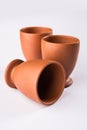 Empty terracotta mug or brown clay coffee cup or jar or drinking glass Royalty Free Stock Photo