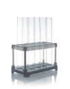 Empty test tubes in holder on table Royalty Free Stock Photo