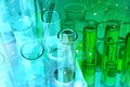 Empty test tubes in laboratory, closeup Royalty Free Stock Photo