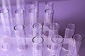 Empty test tubes in laboratory, closeup