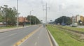 empty 9th avenue panorama at north city during bogota no car day event