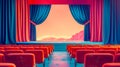 Empty theater interior with open stage curtains Royalty Free Stock Photo