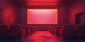 Empty Theater With Red Lights and Big Screen Royalty Free Stock Photo