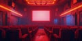 Empty Theater With Red Lights and Big Screen Royalty Free Stock Photo