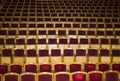 The empty theater with red seats. Conceptual image about closed of Coronavirus Covid-19 Royalty Free Stock Photo