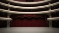 Empty Theater Stage with Red Curtain Royalty Free Stock Photo