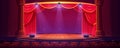 Empty theater stage with red curtains, spotlights Royalty Free Stock Photo