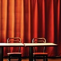 Empty Theater Stage with Red Curtains and two seat Royalty Free Stock Photo