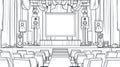 Auditorium Stage with Screen and Speakers Vector Sketch - Empty Theater Seating Royalty Free Stock Photo