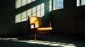 Empty therapist chair with a single ray of sunlight hitting it, the rest of the room Royalty Free Stock Photo