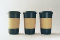 Empty three black coffee cups Royalty Free Stock Photo