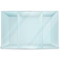 Empty three division rectangular glass box
