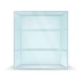 Empty three shelves square glass box