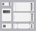 Empty tickets template. Set blank concert ticket, lottery coupons. Event coupon or cinema movie theater cards. Festival Royalty Free Stock Photo